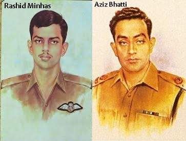 National Heroes of Pakistan Major Aziz Bhatti and Rashid Menhas