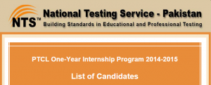 NTS Test PTCL One Year Internship Program 20145-2016 Date, Roll No Slips