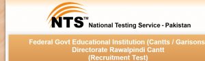 Federal Government Institute Rawalpindi NTS Test Sample Papers Download