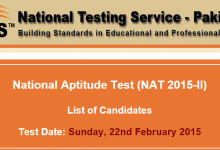 NAT NTS Test Result 22 February 2015 Answer Keys