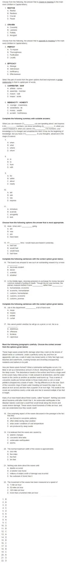 NTS GAT general sample papers, Past and old Papers 1