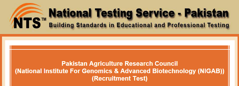 NTS Test Result NIGAB Pakistan Agriculture Research Council 2015 Answer Keys