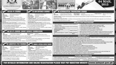 Permanent Commission In Pakistan Air Force PAF 2015 140 GD Online Registration