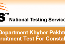 KPK Police Constable NTS Test Date 2015 Roll No Slips Download