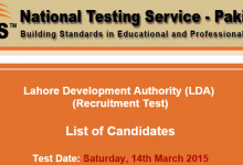 LDA NTS Test Result 2015 Assistant Director Answer Keys 14th March
