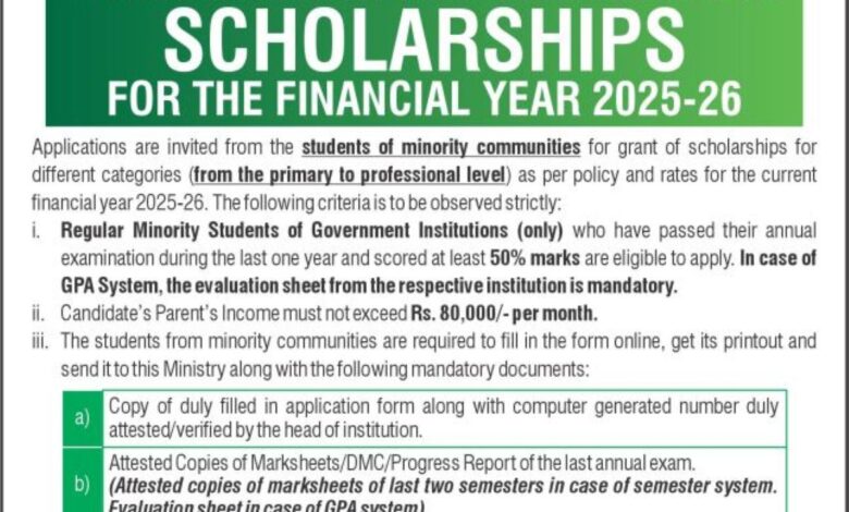 Minority Scholarship Punjab 2025-2026 Application Process 1 Minority Scholarship Punjab