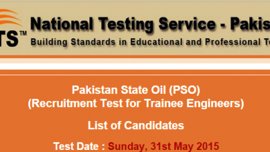 PSO Trainee Engineer NTS Test Result 2015 Pakistan State Oil Check Online