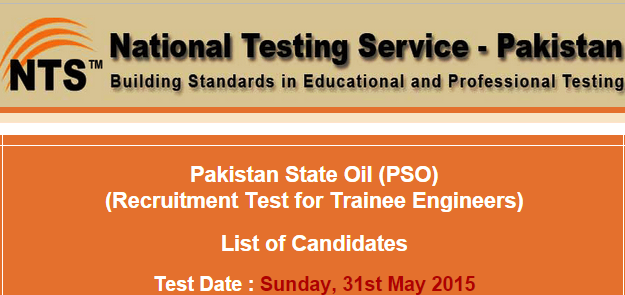 PSO Trainee Engineer NTS Test Result 2015 Pakistan State Oil Check Online 1 PSO Trainee Engineer NTS Test Result 2015 Pakistan State Oil Check Online