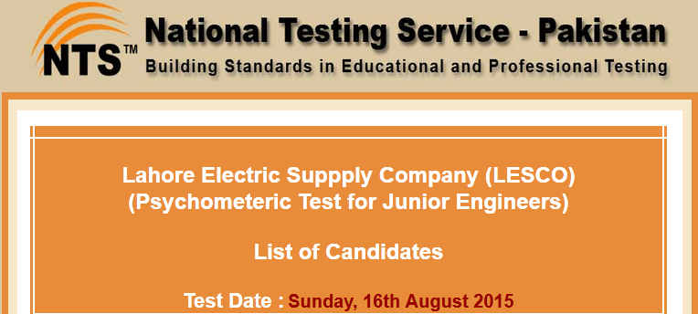 LESCO Lahore NTS Test Result 2015 Answer Keys Junior Engineer 16th August 1 LESCO Lahore NTS Test Result 2015 Answer Keys Junior Engineer 16th August