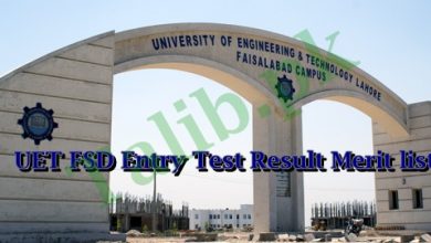 UET Faisalabad Entry Test Result 2025 Merit List