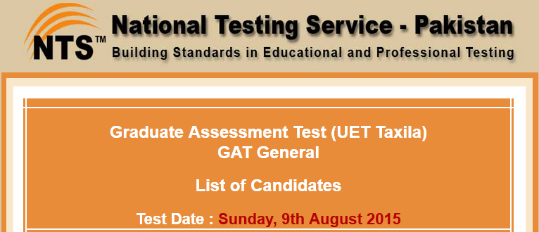 UET Taxila NTS GAT General Test Result 2015 Answer Keys 9th August 1 UET Taxila NTS GAT General Test Result 2015 Answer Keys 9th August