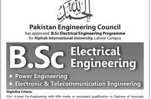 Riphah International University Lahore Engineering Admission 2015 Form