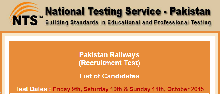 Pakistan Railways Jobs NTS Test Result 2015 Answer Keys