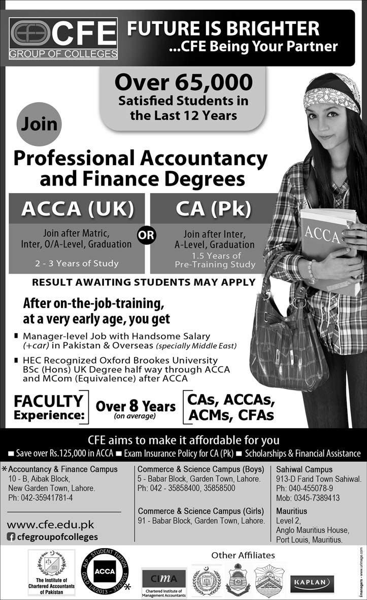 CFE Group Of Colleges ACCA, CA Admission 2017 Form, Fee Structure 1 CFE Group Of Colleges ACCA, CA Admission 2017 Form, Fee Structure