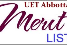 UET Abbottabad Merit List 2025