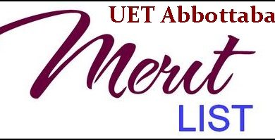 UET Abbottabad Merit List 2025