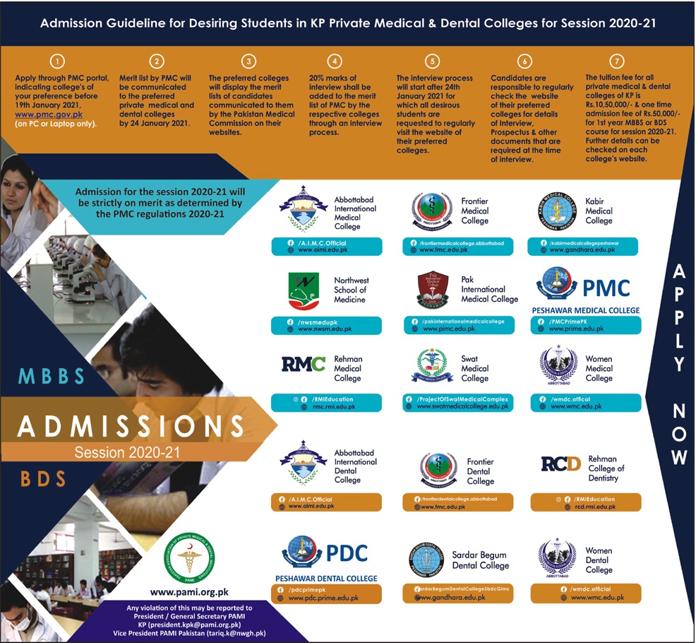 Abbottabad International Medical College Admission 2022-21 MBBS, BDS