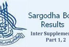 Sargodha Board Inter Supplementary Result 2025
