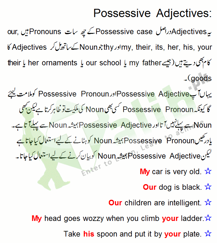 Proper, Numeral And Possessive Adjective Definition, Examples In Urdu