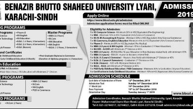 BBSUL Admission 2025 Form Last Date Shaheed Benazir Bhutto University