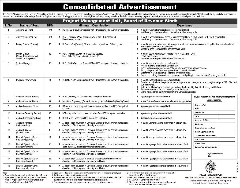 Sindh Board Of Revenue Jobs 2017 Apply Online Application Form Sindh Rozgar