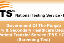 Primary And Secondary Healthcare Department NTS Test Result 2017 Answer Keys