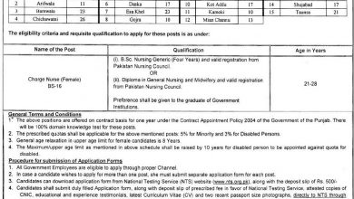 Punjab Primary And Secondary Healthcare Department Jobs 2017 NTS Application Form