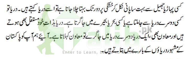 Information about Rivers of Pakistan in Urdu