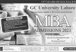 GC University Lahore MBA Admission 2021 Apply Online Last Date