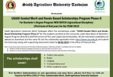 PAK USAID Scholarship 2025 Sindh Agriculture University