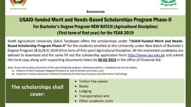 PAK USAID Scholarship 2025 Sindh Agriculture University