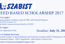 SZABIST Scholarships 2017 Need Based Apply Online, Last Date