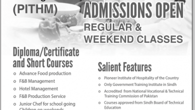 PITHM Karachi Admission 2025 Diploma And Short Courses, Form, Fees