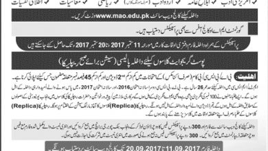 Govt MAO College Lahore Ma/ Msc Admission 2025 Form, Last Date