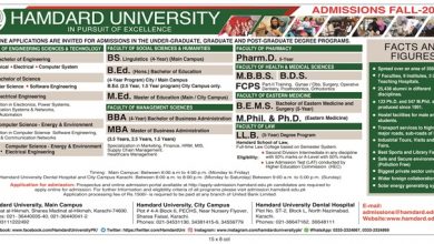 Hamdard University MBBS, BDS Admission 2025 Form, Entry Test Date