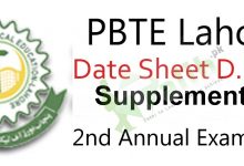 PBTE D.Com Supply Date Sheet 2025 Part 1 2 Download Online PDF