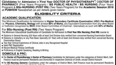 PUMHS Nawabshah Admission 2025-19 Form, Last Date, Entry Test Resul