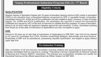 State Bank SBP Young Professional Induction Program OG-2 Jobs 2017
