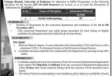 University Of Peshawar M.Phil Admission 2025 Fall Session Form, Last Date