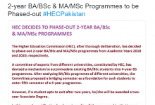 2 Years Bachelor Degree Programs in Pakistan