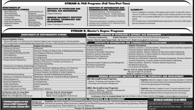 Mehran University Postgraduate Admission 2025 PhD, MS Online Form, Last Date