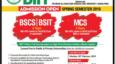 BIIT Spring Admissions 2025 Form Last Date Entry Test Schedule