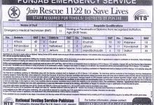 Punjab Emergency Service Rescue 1122 Jobs 2025