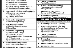 NED University of Engineering Karachi Masters Admission 2022