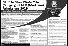 University Of Karachi UOK M.Phil, PhD Admissions 2025 Form