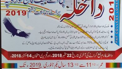 PAF College Lower Topa Murree 8th Class Admission 2025