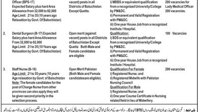 Health Department Balochistan Jobs 2025 BTS Application Form, Last Date