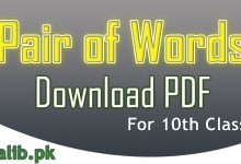 Important Pair Of Words For 10th Class With Sentence A to Z