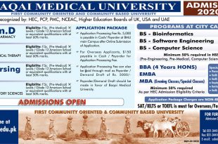 Baqai Medical University Admission 2022-21