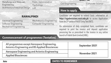 NUST University Undergraduate Admission 2025